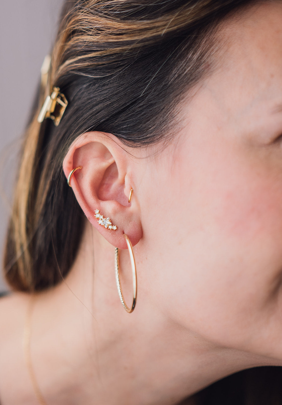 Gold Stud Earrings - Fern