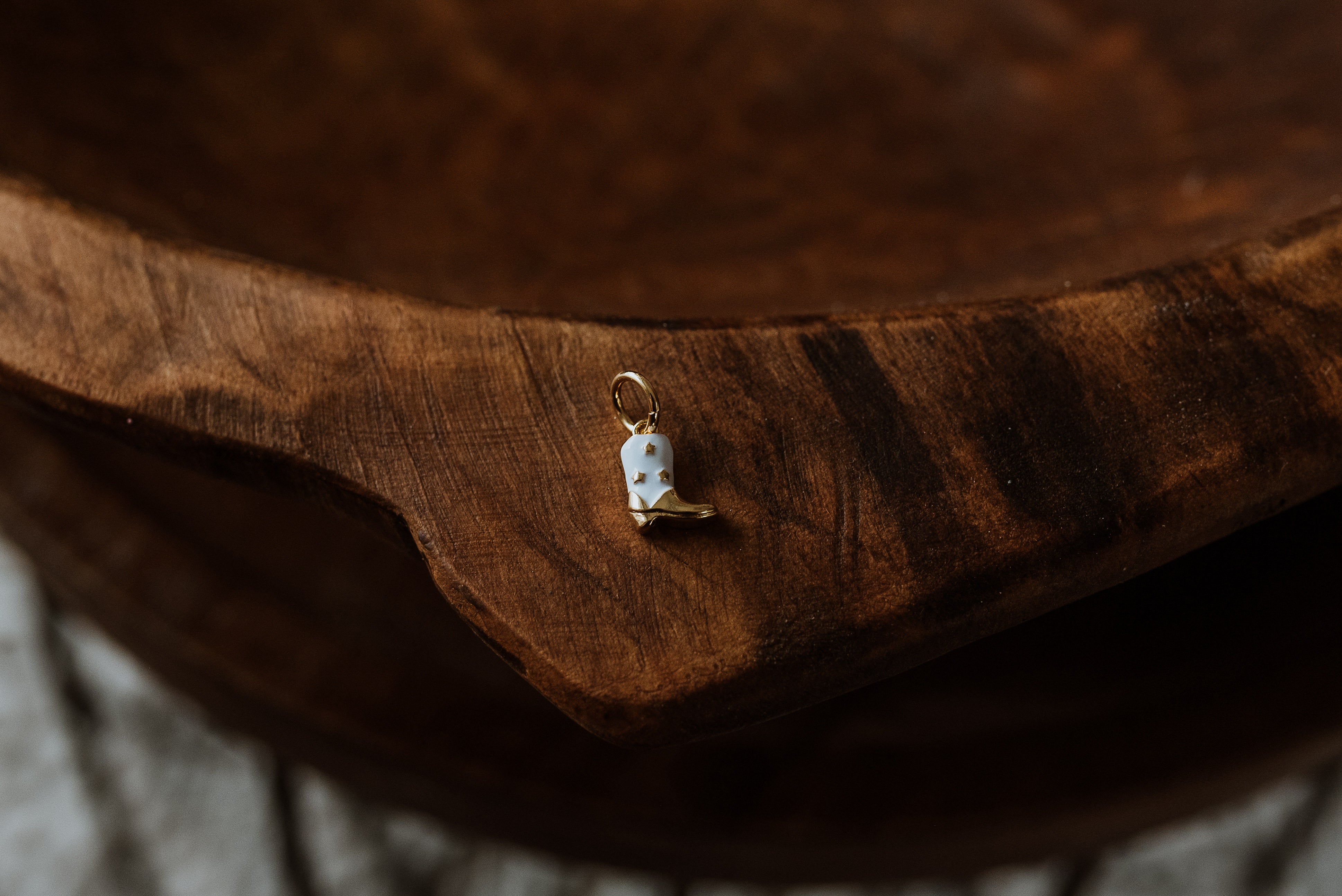 Gold Charm - White Cowboy Boot