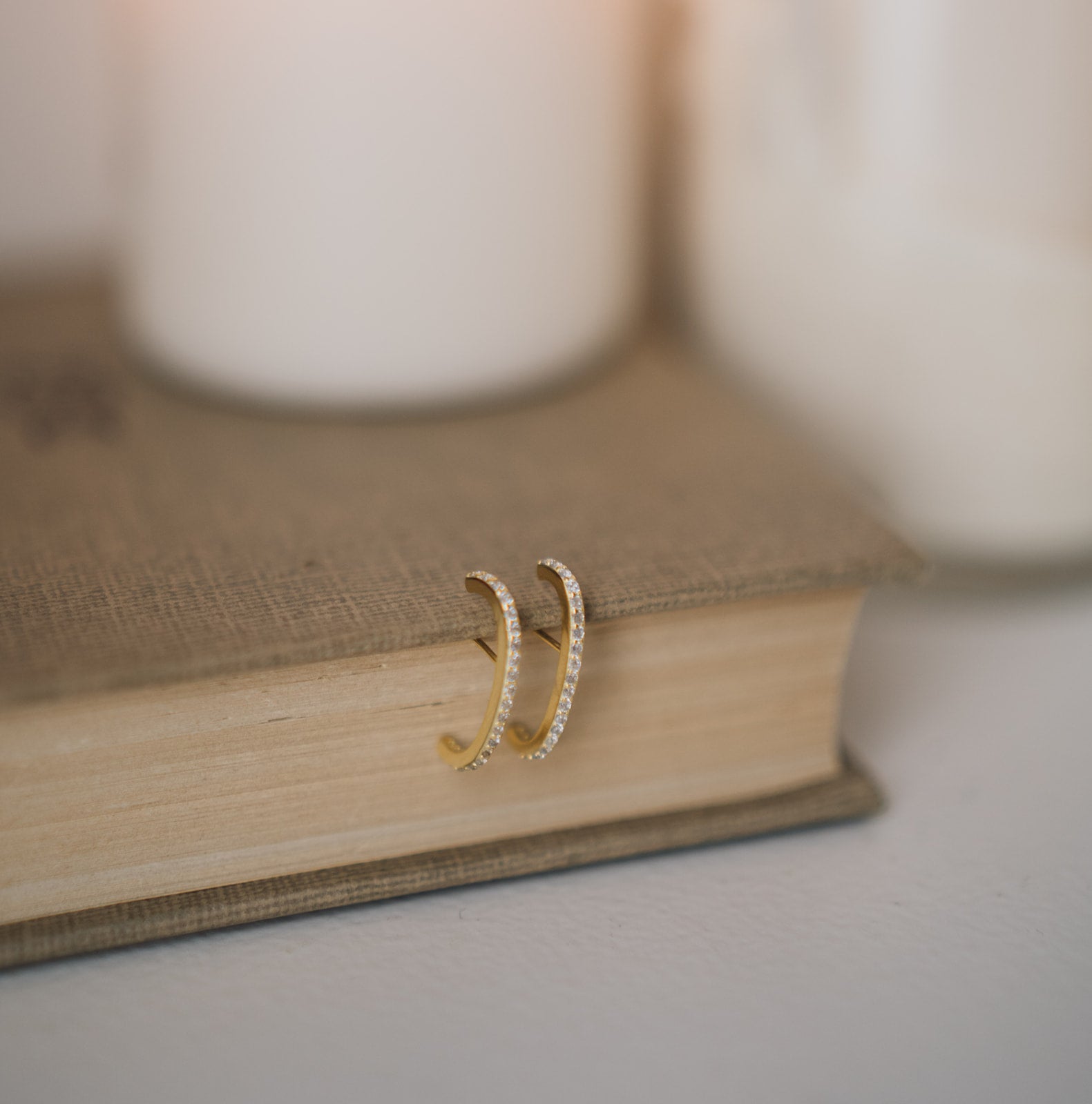 Gold Stud Cuff Earrings - Sarah