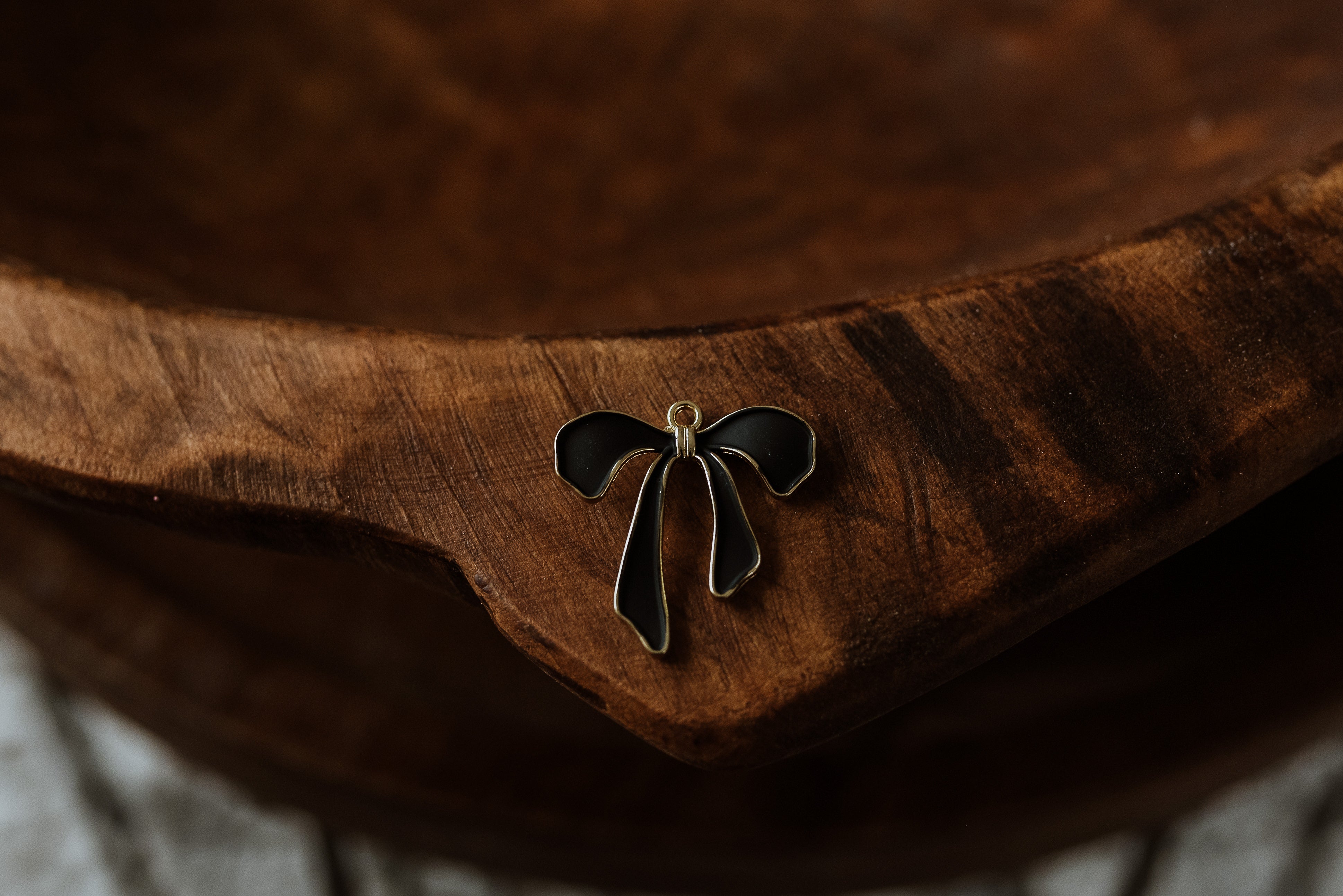 Gold Charm - Black Bow