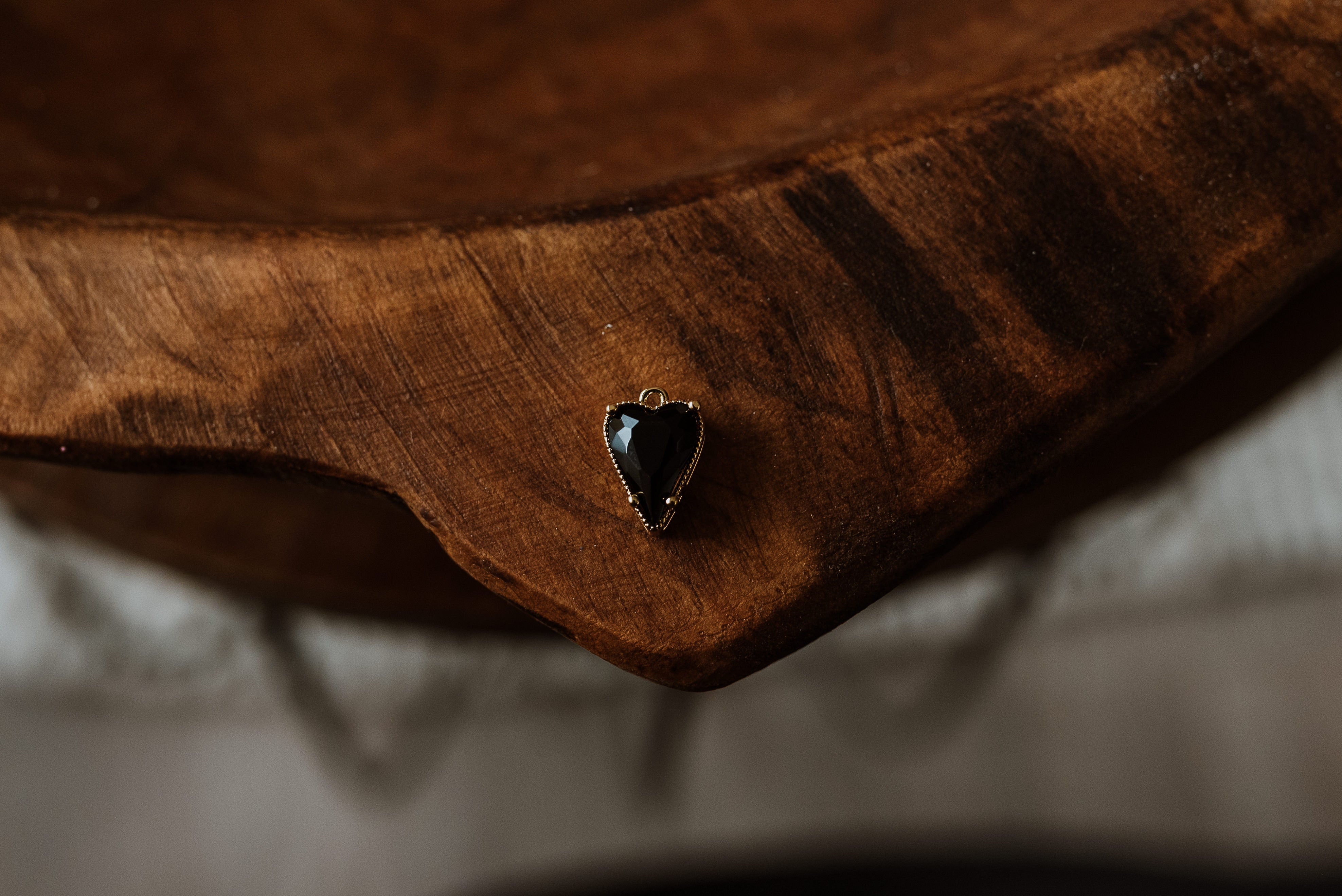 Gold Charm - Black Heart