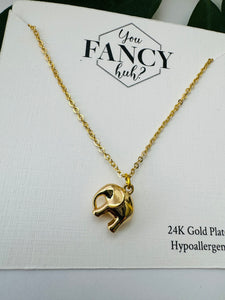 24K Real Gold Adjustable Necklace - Elegant Elephant