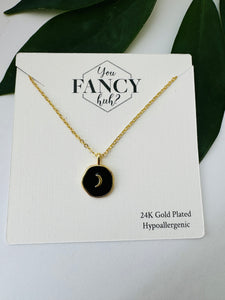 18K Real Gold Adjustable Necklace - Waning Moon