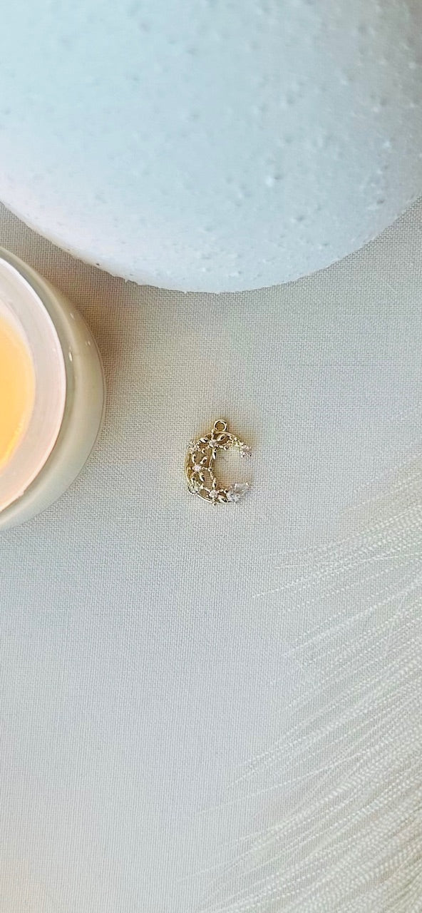 Gold Charm - Gem Moon