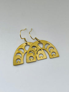 Gold Earrings - Brass Moon Phases