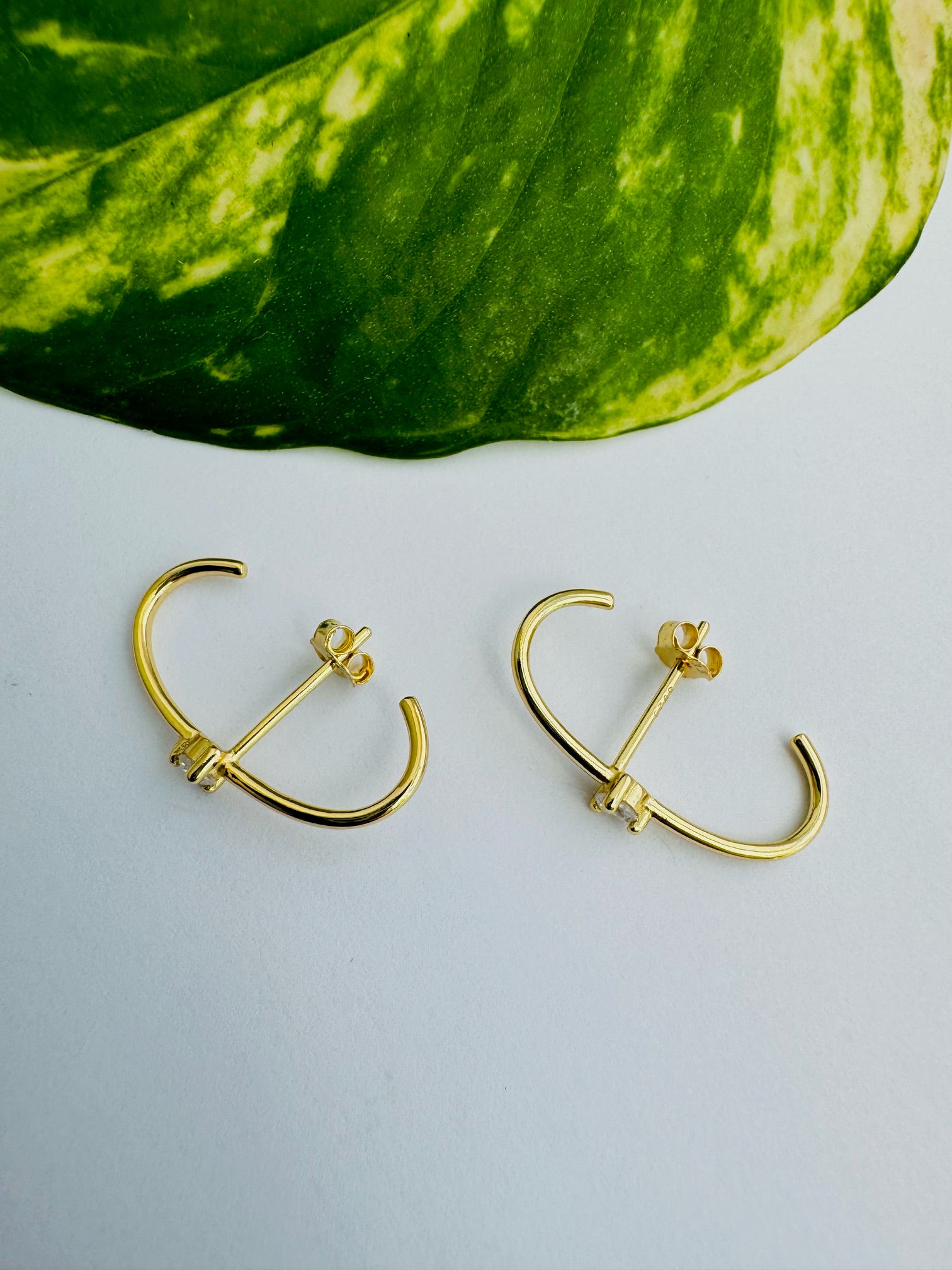 Gold Stud Cuff Earrings - Flora