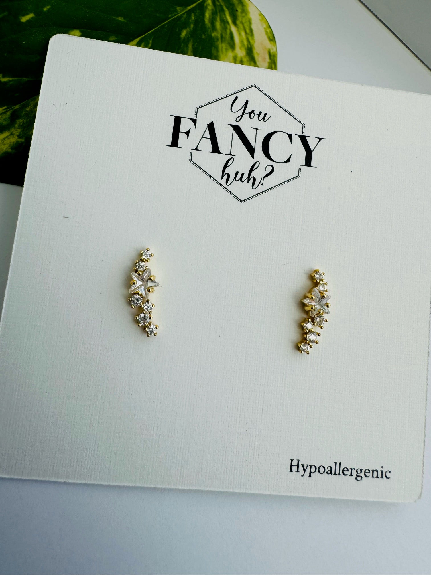 Gold Stud Earrings - Fern