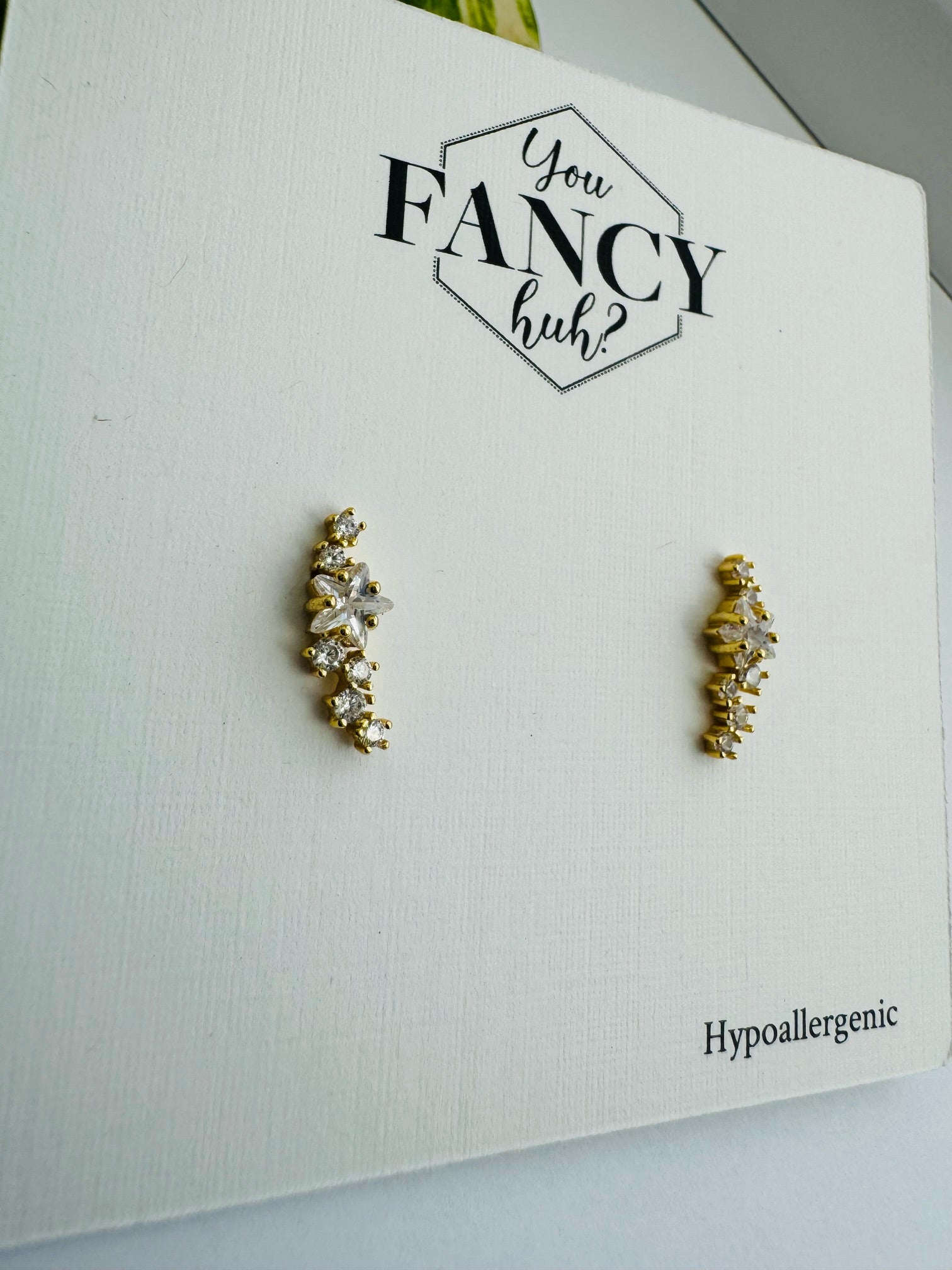 Gold Stud Earrings - Fern