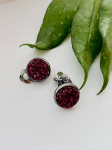 Clip On Earrings - Magic Magenta - Gun Metal