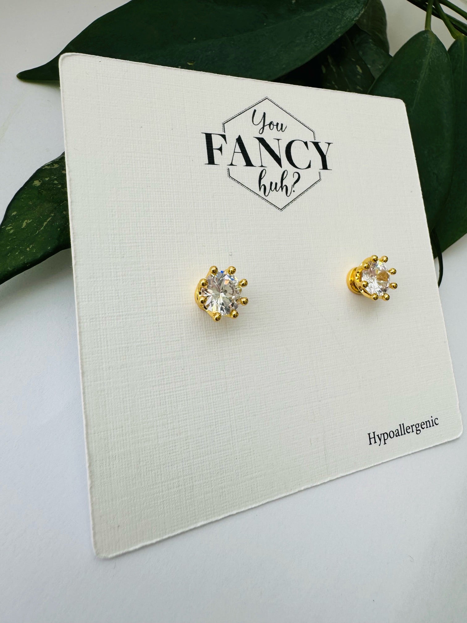 Gold Stud Earrings - Crystal Alps