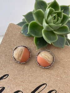 Natural Studs - Coral Reef - Stainless Steel Crown or Bronze/Brass Bezel