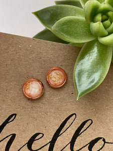 Gold Fleck Studs - Snow White - Rose Gold/Brass/Bronze