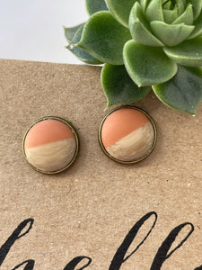 Natural Studs - Coral Reef - Stainless Steel Crown or Bronze/Brass Bezel