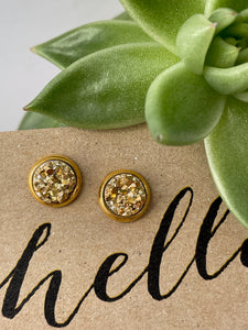 Druzy Studs - Gold - Bronze/Brass Bezel