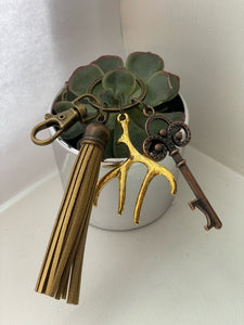 Bottle Opener Keychain - Golden Brass & Antler