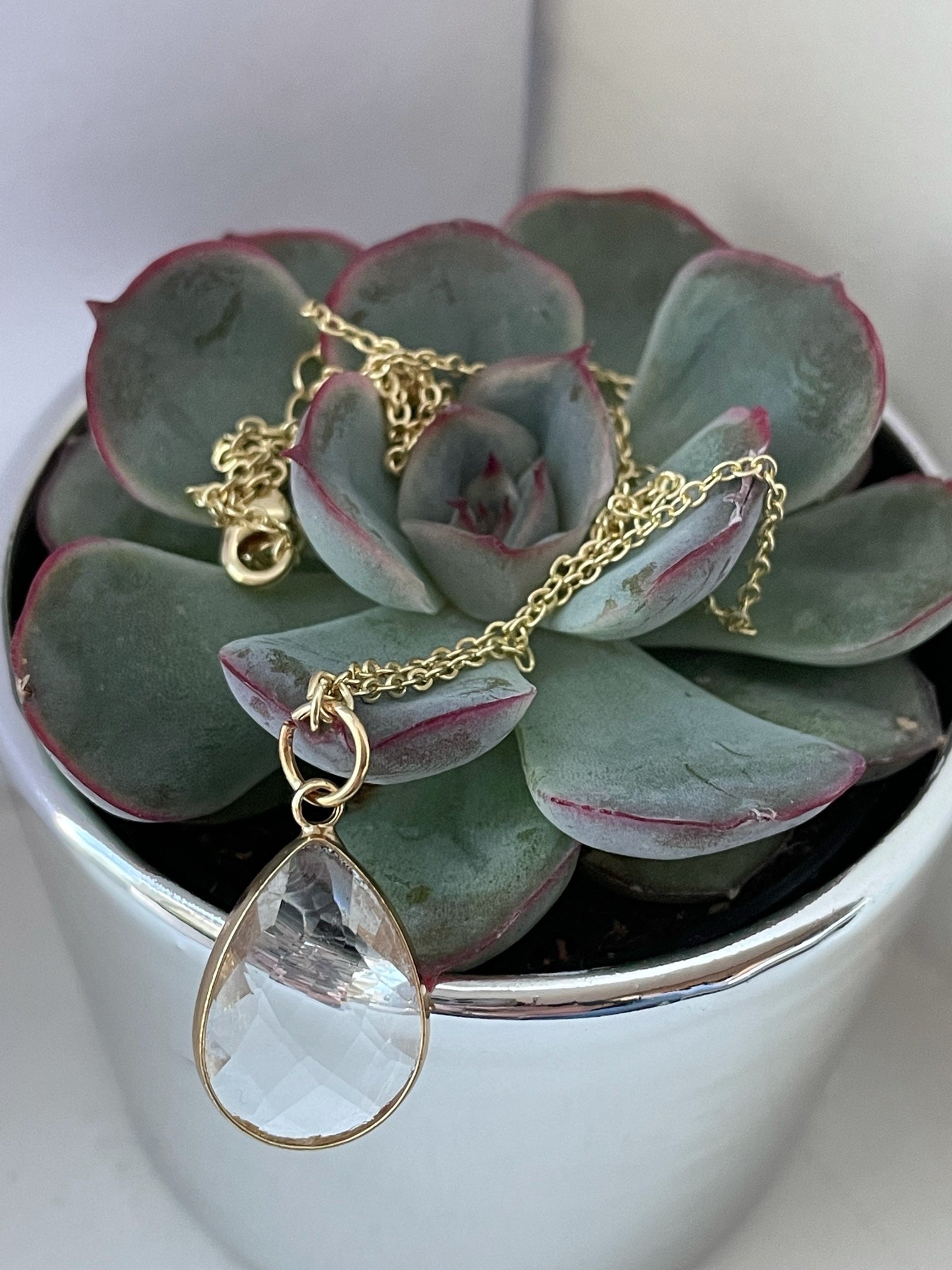 Gold Plated Necklace -  Medium Teardrop Pendant