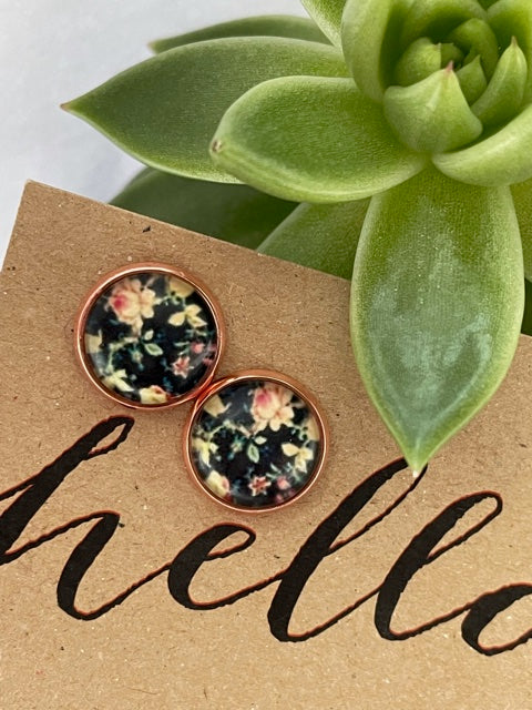Wild Rose Studs - Fall for Love - Rose Gold Crown/Bezel